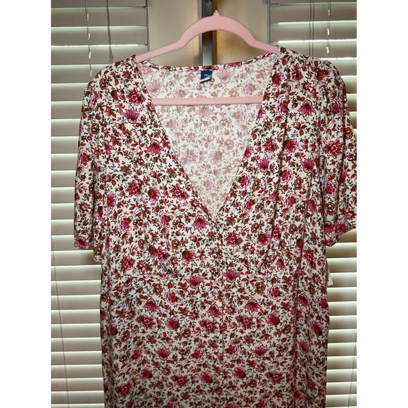 Old Navy Dresses & Skirts - Old Navy Floral Dress V-Neck Short Sleeve Casual Summer Dress XXL